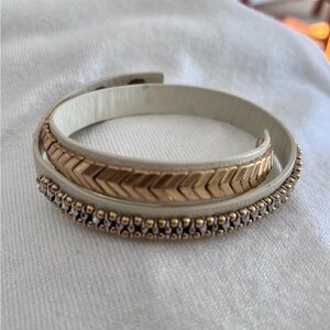 Stella & Dot Gilded Path Double Wrap Bracelet White/Gold